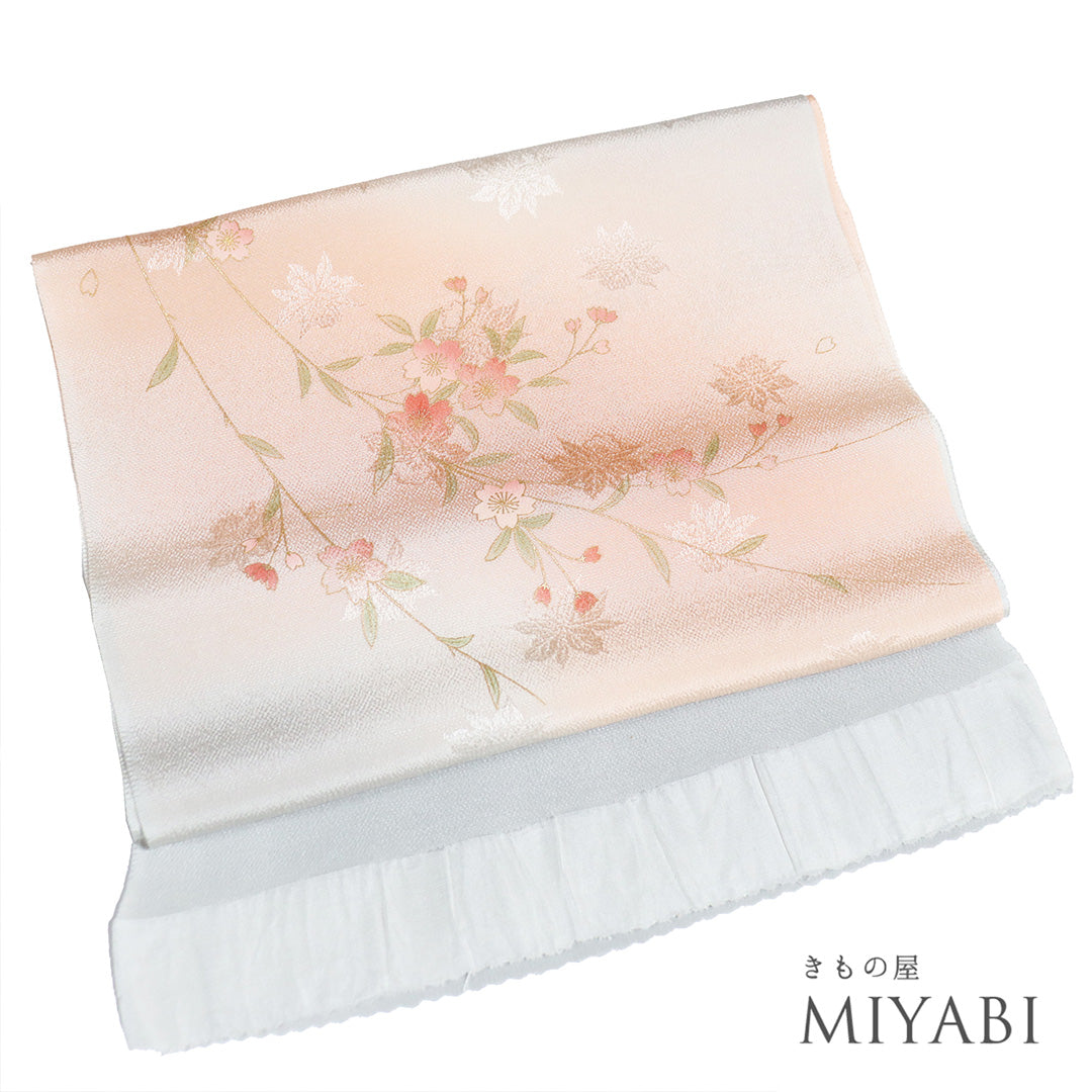 リサイクル 帯揚げ お洒落 ちりめん 正絹 多色 桜柄 ぼかし 新品・未