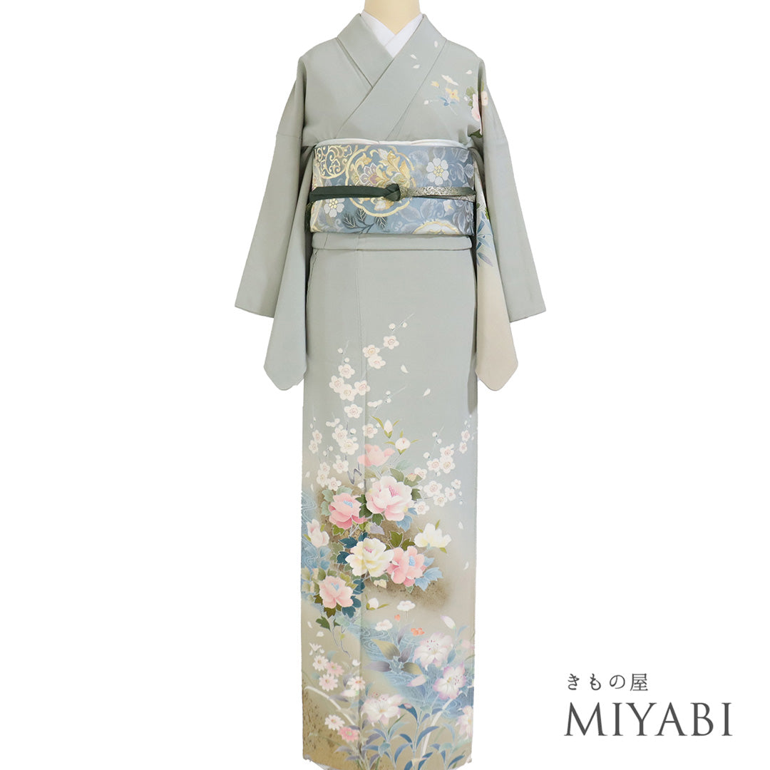 付け下げ単品〜粋〜ブラウンとグレーのコンビ〜袷。 付け下げ単品〜粋〜ブラウンとグレーのコンビ〜袷。