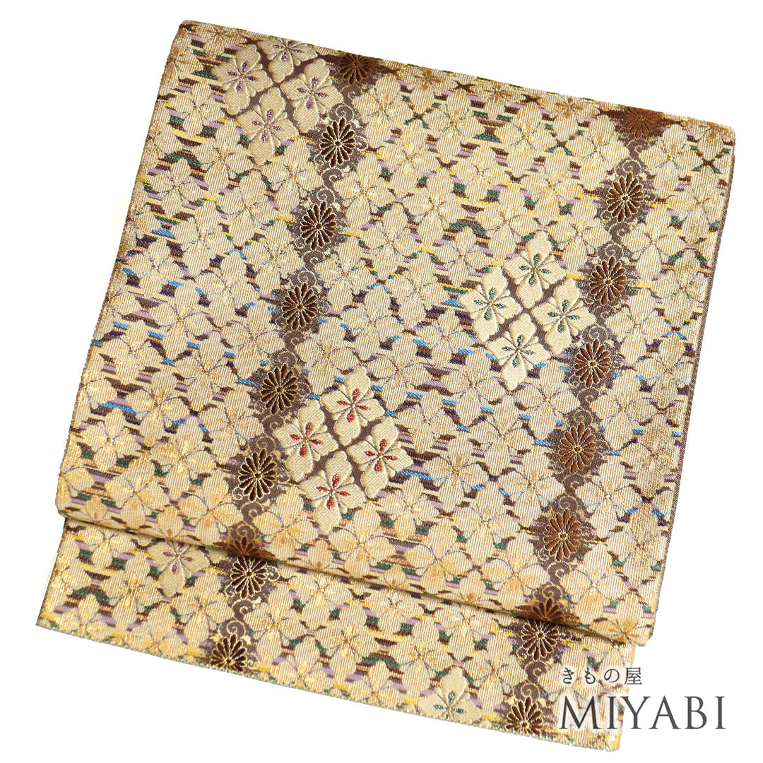 【売切値下げ】508myf45△袋帯 古代金錦 重兵衛 金糸△美品 平和屋着物○六通柄袋帯 唐織 宝文創美錦 金糸 引箔