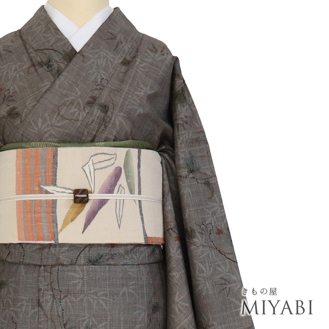 花柄染紬〘 リサイクル品〙〘 広衿・袷〙裄:64cm（＋3cm） 花柄染紬〘 リサイクル品〙〘 広衿・袷〙裄:64cm（＋3cm