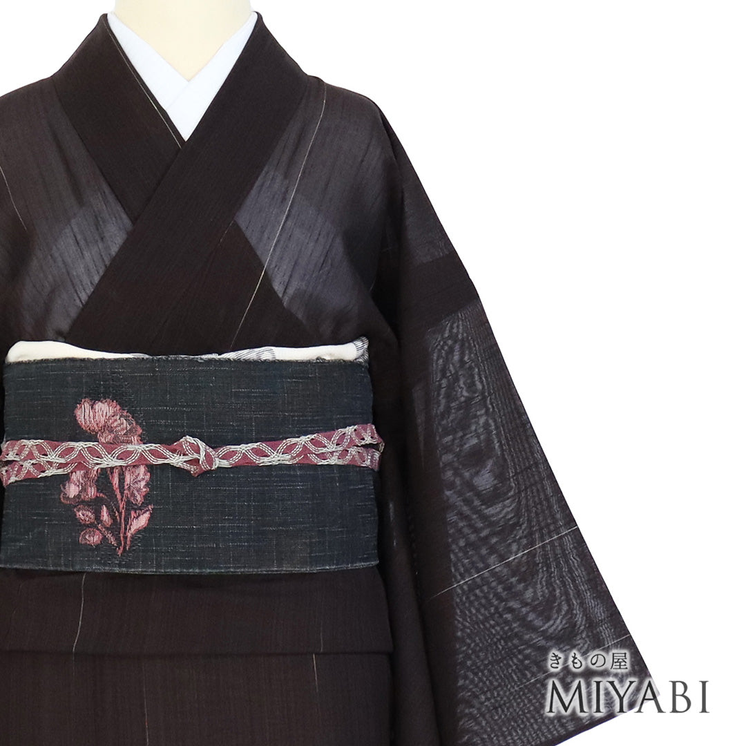 リサイクル着物 紬 夏着物 夏物 身丈161cm 裄66.8cm 夏物 刺繍 パール