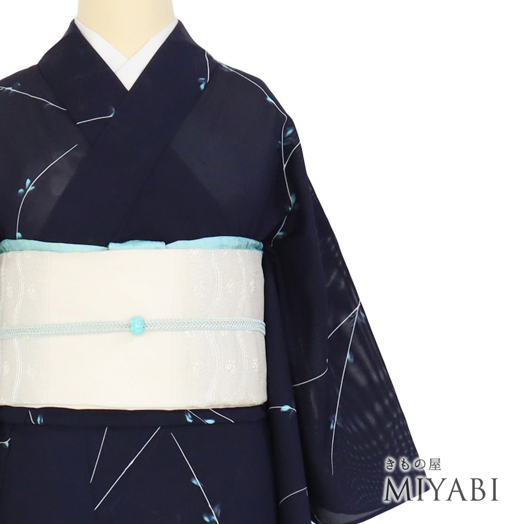 【夏着物】小紋＊絽 バチ衿 水辺模様 紺 普段着 正絹 カジュアル7KA43 楽天市場】[夏きもの] 洗える 夏着物 絽 江戸小紋 毛万筋 空色 M L