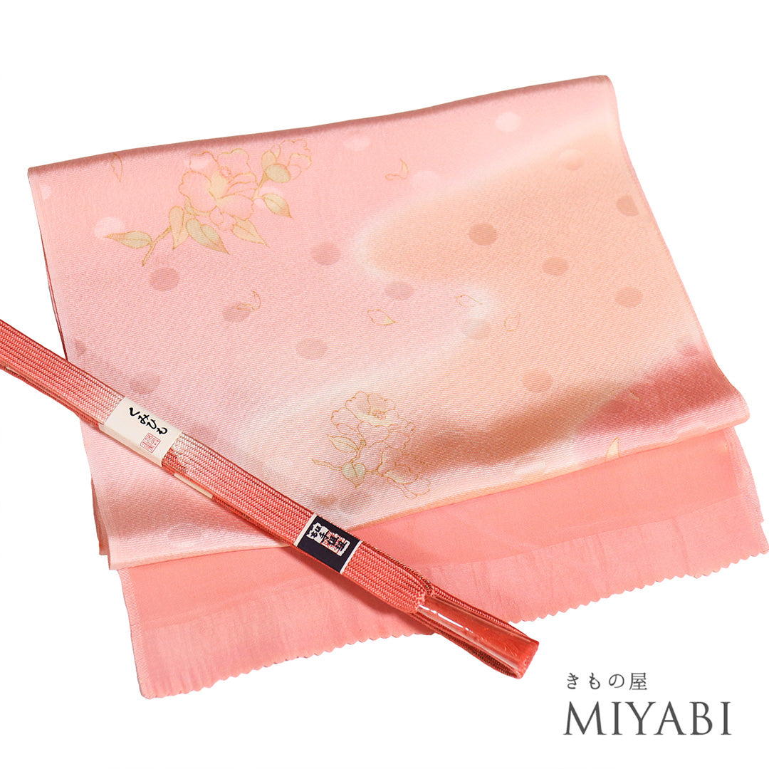 【美品】帯揚げ4枚セット W-025】衿秀製 夏 帯揚げ 流水暈かし 菖蒲色×白色 - 銀座きもの青木