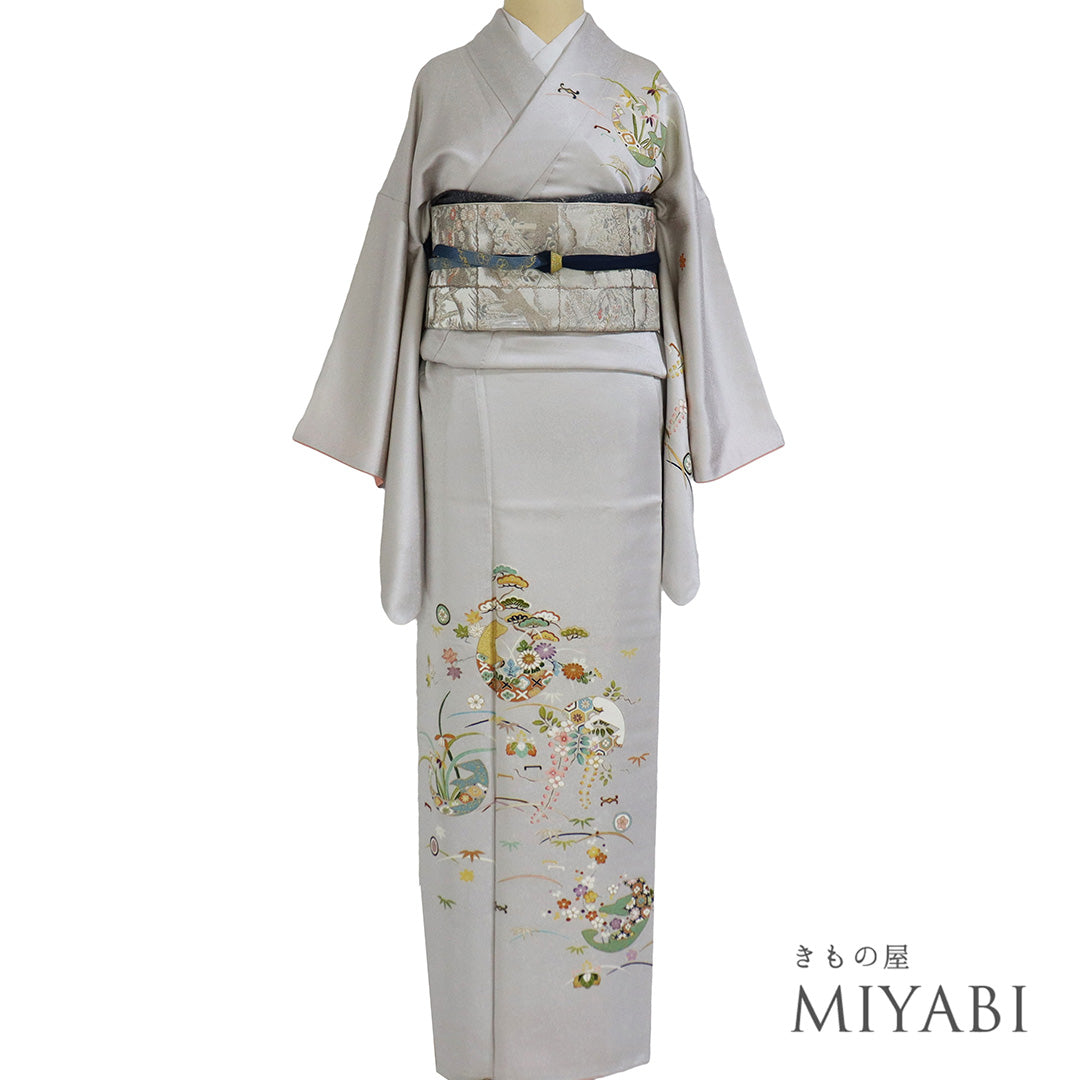 【未使用タグ付き】 鈴乃屋 着物 単衣 広衿 紗 絣模様 身丈約170cm 訪問着・付下げ – きもの屋 MIYABI.net